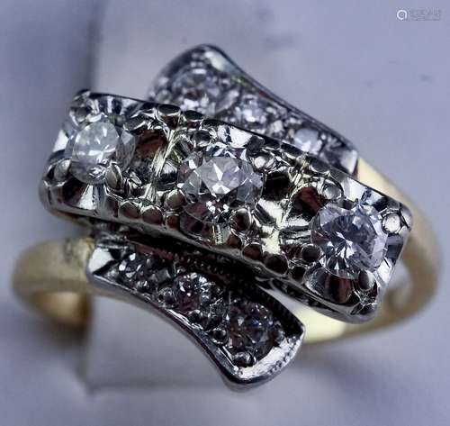 VTG 14K White & Yellow Gold .90 CTTW Diamond Ring