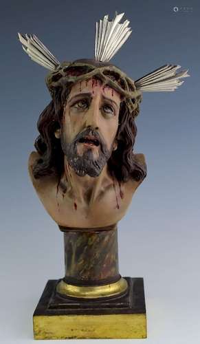 Jesus Christ w/ Crown of Thorns Sterling Halo Bust