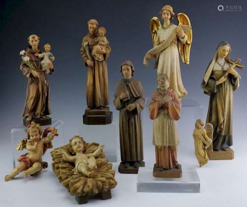 8 Carved Italian Carved Wood Religious Sculptures