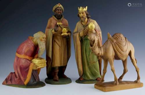 4 Oberammergau Wood Religious 3 Wise Men Figures