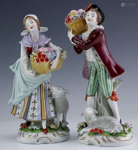 Pair of Old Sitzendorf German Porcelain Figurines