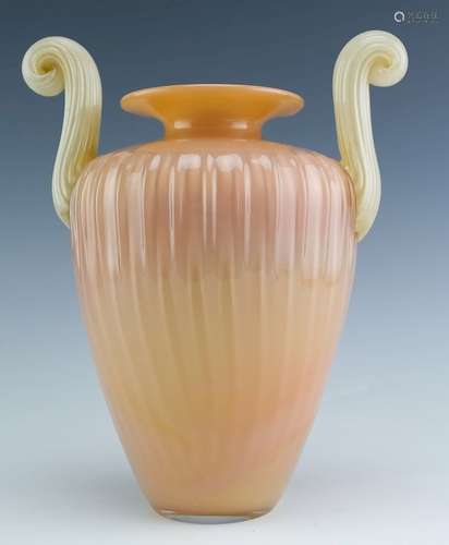 Melanee Guernsey Studio Art Glass Two Handled Vase