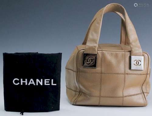 Genuine Chanel Nubuck Cube CC Logo Leather Handbag