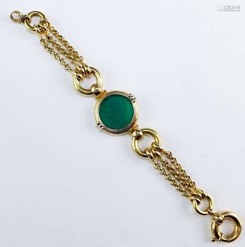 Ladies Italian 14K Gold Relief Medallion Bracelet