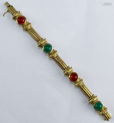 Womens 14K Gold Designer Gemstone Bracelet 31grams