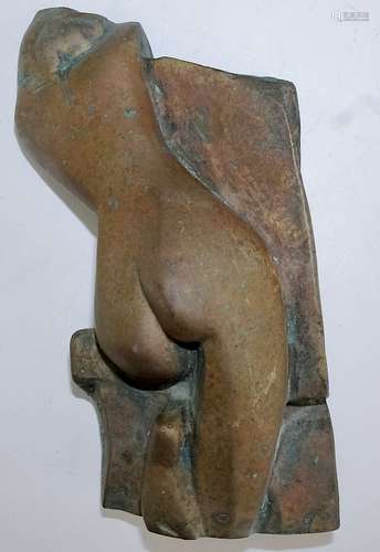 Signed Bronze Modernist Nude Woman Art Sculpture