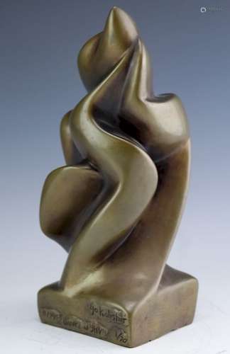 Signed Limited Modernist Abstract Bronze Sculpture