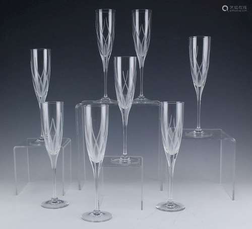 8 Cartier Crystal Danse De Feu Champagne Flutes