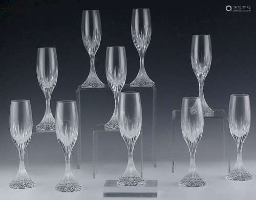 10 Baccarat Massena Crystal Champagne Flutes Glass