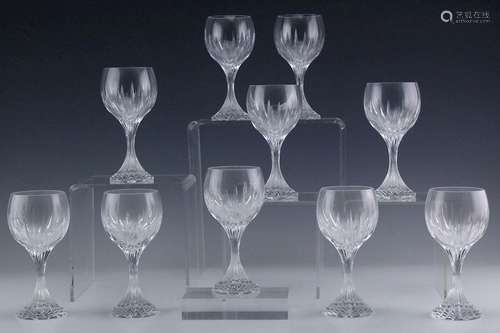 10 Baccarat Massena Crystal Bordeaux Wine Glasses