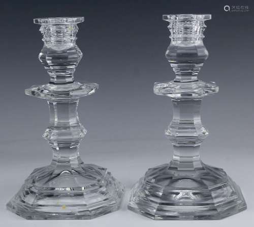 Pair Baccarat French Crystal Regence Candlesticks
