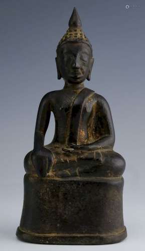 Old E. Asian Bronze Seated Buddha Sculpture Statue