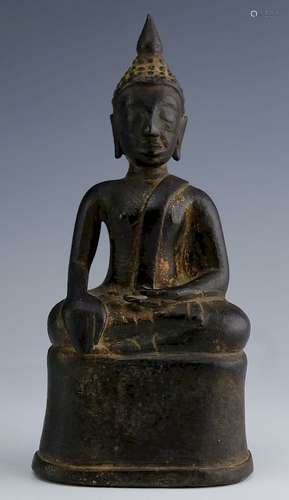 Old E. Asian Bronze Seated Buddha Sculpture Statue