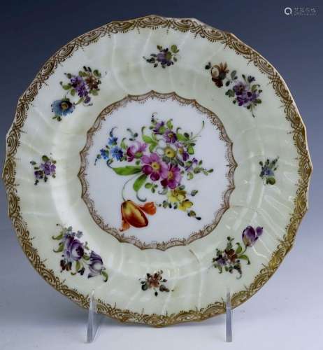 KPM German Porcelain Floral & Gold Gilt Plate 8.5