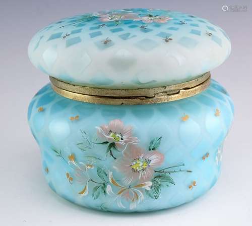 Antique Opaline Glass Vetro a Reticello Lidded Jar