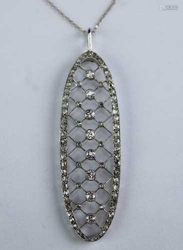 Edwardian Platinum & Diamond Necklace Pendant