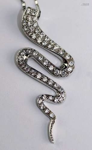 Altinbas 14K White Gold Diamond Snake Pendant