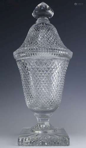 Vintage Fine Hand Cut Crystal Lidded Urn Vase 14