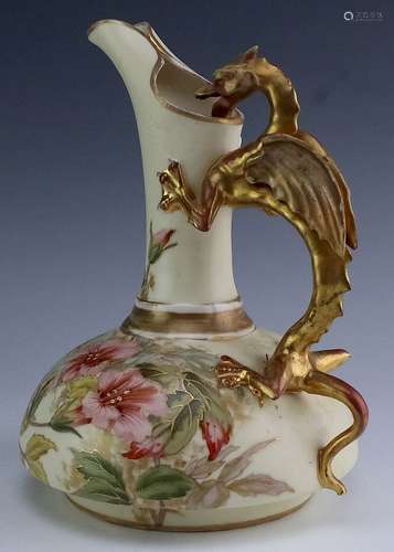 Robert Hanke Austrian Porcelain Dragon Handle Ewer