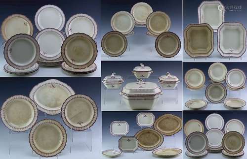 78 Pcs 19c Cauldon England Purple Farquhar China