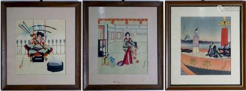 Collection Of 3 Old Japanese Woodblock Prints