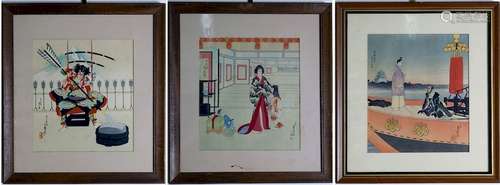 Collection Of 3 Old Japanese Woodblock Prints