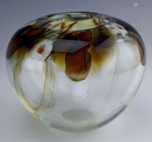 Mary Angus American Studio Art Glass Floral Vase