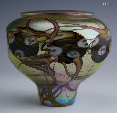 Fine Artist Signed Studio Art Glass Faceted Vase