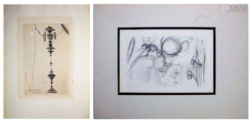 Pair of Salvador Dali Don Quixote Surreal Etchings