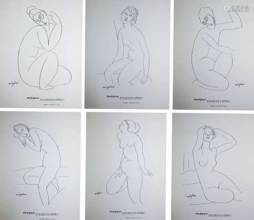 After Amedeo Modigliani 6 Eiffel Tower Lithographs