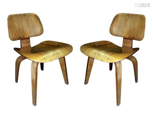 Pair Charles Ray Eames Herman Miller LCW Chairs