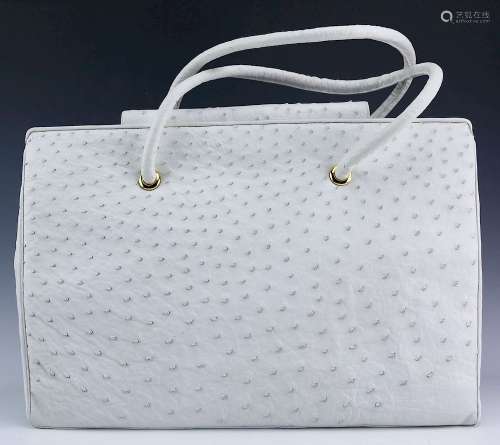 Judith Leiber White Ostrich Leather Purse Handbag