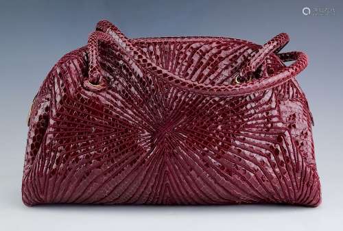 Judith Leiber Snakeskin Leather Bag Purse Handbag