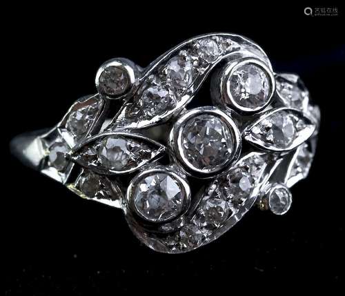 Art Deco 14K White Gold 3/4 CTTW Diamond Ring Sz 7