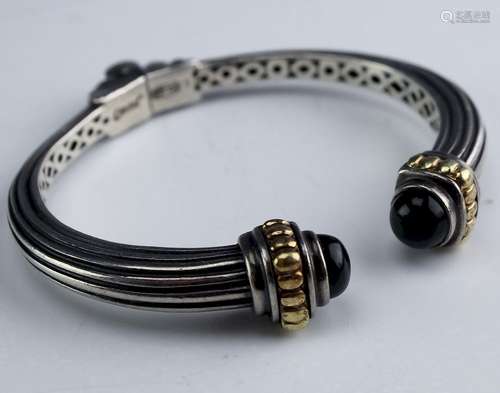 Lagos Caviar Sterling Silver & 18K Gold Bracelet