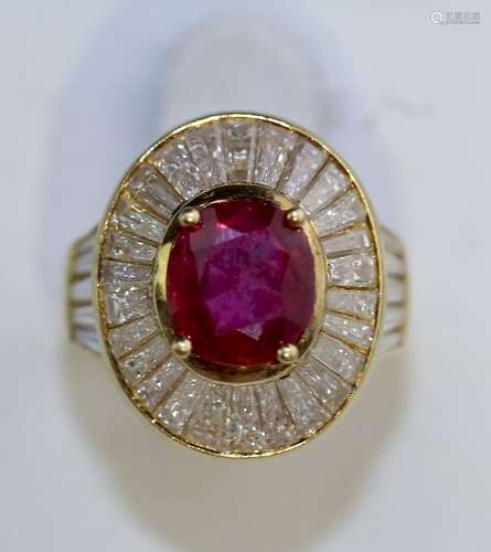 18K Gold 5.78ct TW Ruby & Diamond Ballerina Ring