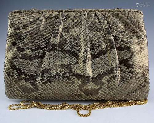 Judith Leiber Minaudiere Snake Skin Clutch Handbag