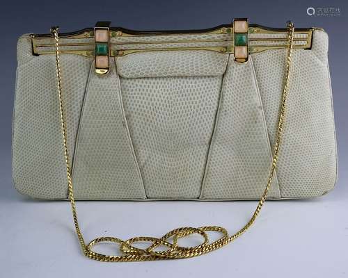 Judith Leiber Minaudiere Snake Skin Clutch Handbag