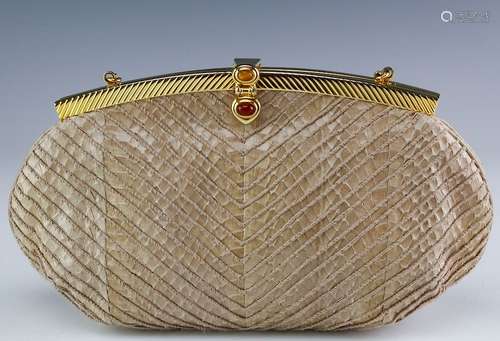 Judith Leiber Minaudiere Snake Skin Clutch Handbag