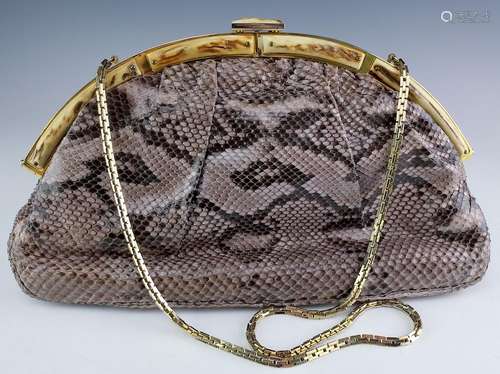 Judith Leiber Minaudiere Snake Skin Clutch Handbag