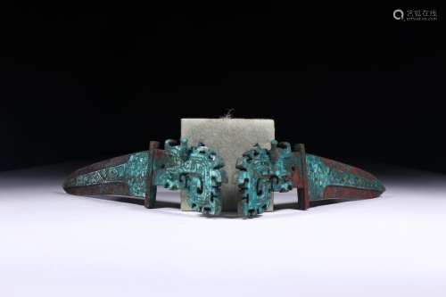 Bronze Short Sword inlay with Turquoise Before Ming