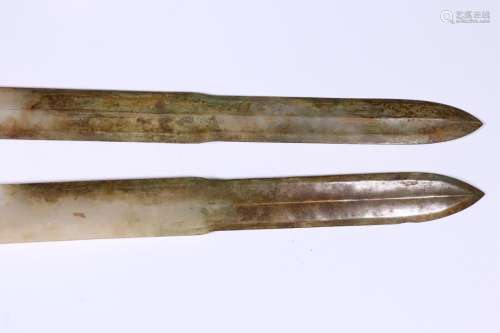 A Set of HeTian Jade Sword from Qing