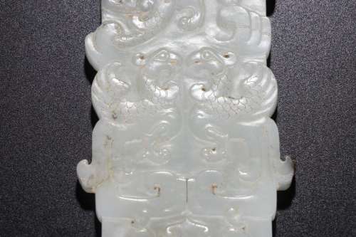 HeTian Jade Ornament with Dragon and Phoenix pattern