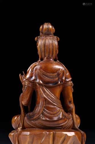 Boxwood Buddha Statue from Qing