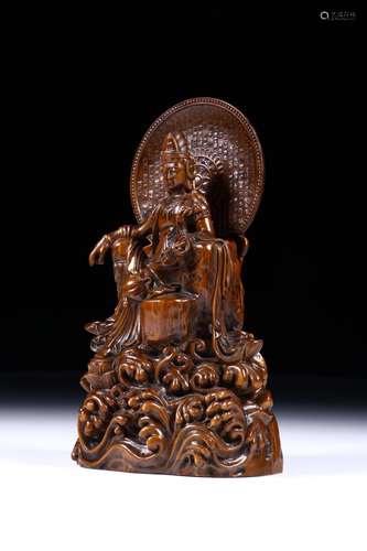 Boxwood Buddha Statue from Qing