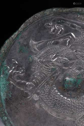 Bronze Mirror with Dragon Grain Before Ming