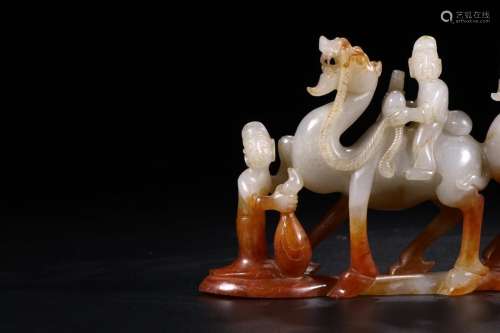 HeTian Jade Ornament with A person Riding a horse