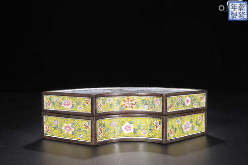 QIANLONG MARK BRONZE ENAMEL CAPPING BOX