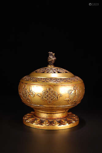 GILT BRONZE CENSER WITH PATTERN