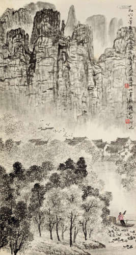钱松嵒（1899～1985） 1960年作 西陵写生 立轴 设色纸本